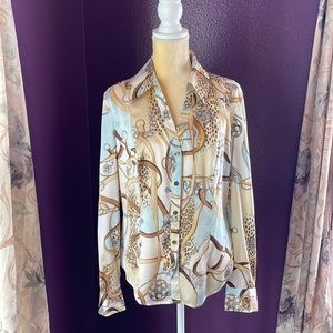 Cache Silk Leopard Print Blouse, Size 12, preowned